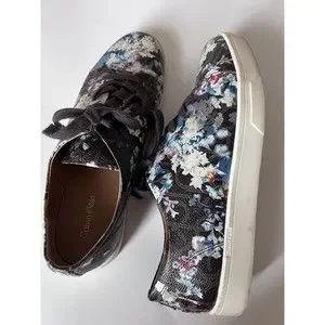 Calvin Klein Lace Up Imilia Floral Print Tennis Sneakers Shoes Women Size 8 I4